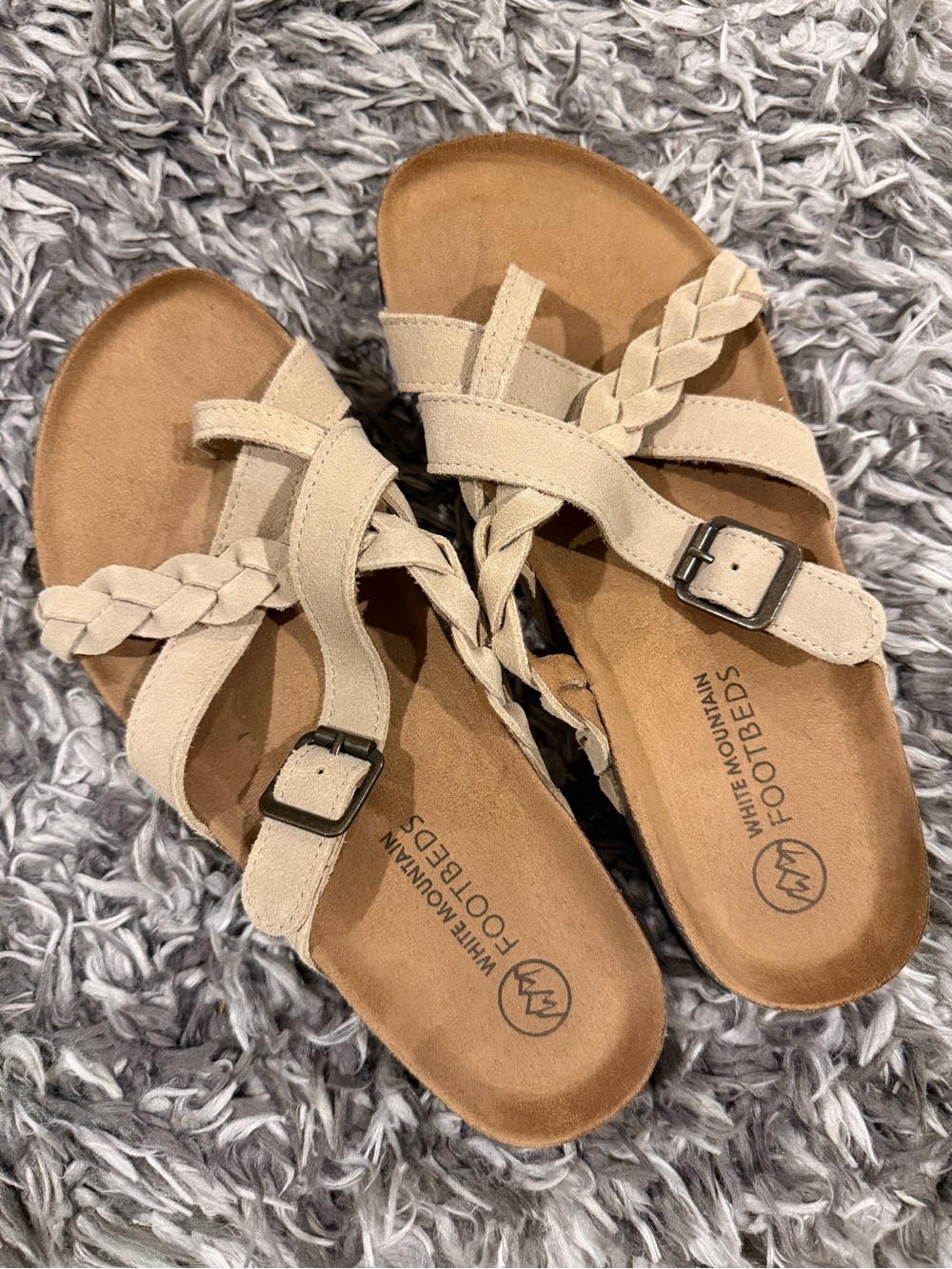 White Mountain Taupe Braided Strap Footbed Harrington Sandal
